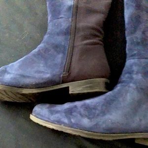 Over the knee blue suede boots